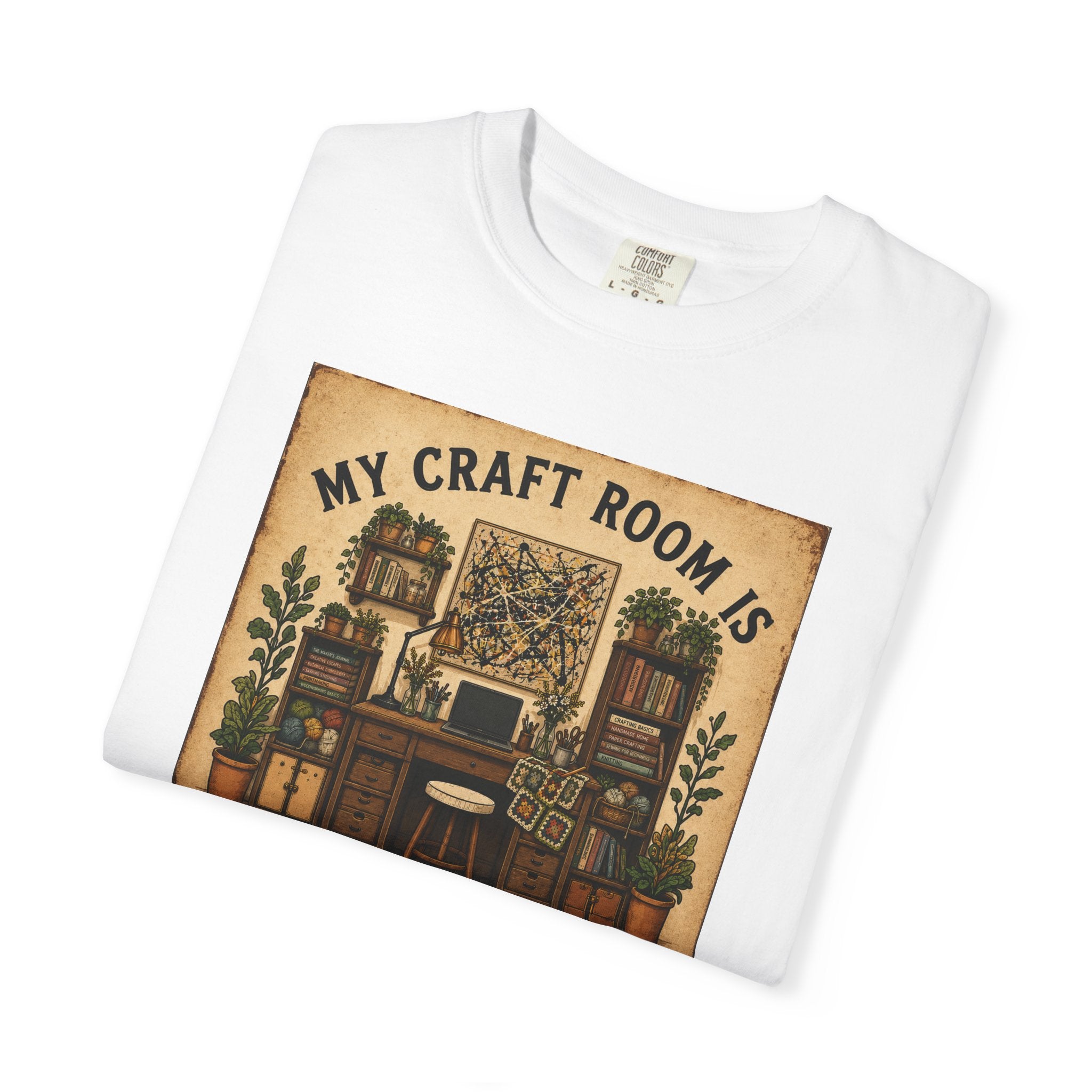 Craft Room T-Shirt — "My Craft Room Is Fully Stocked for Every Personality" Vintage Sewing & DIY Shirt