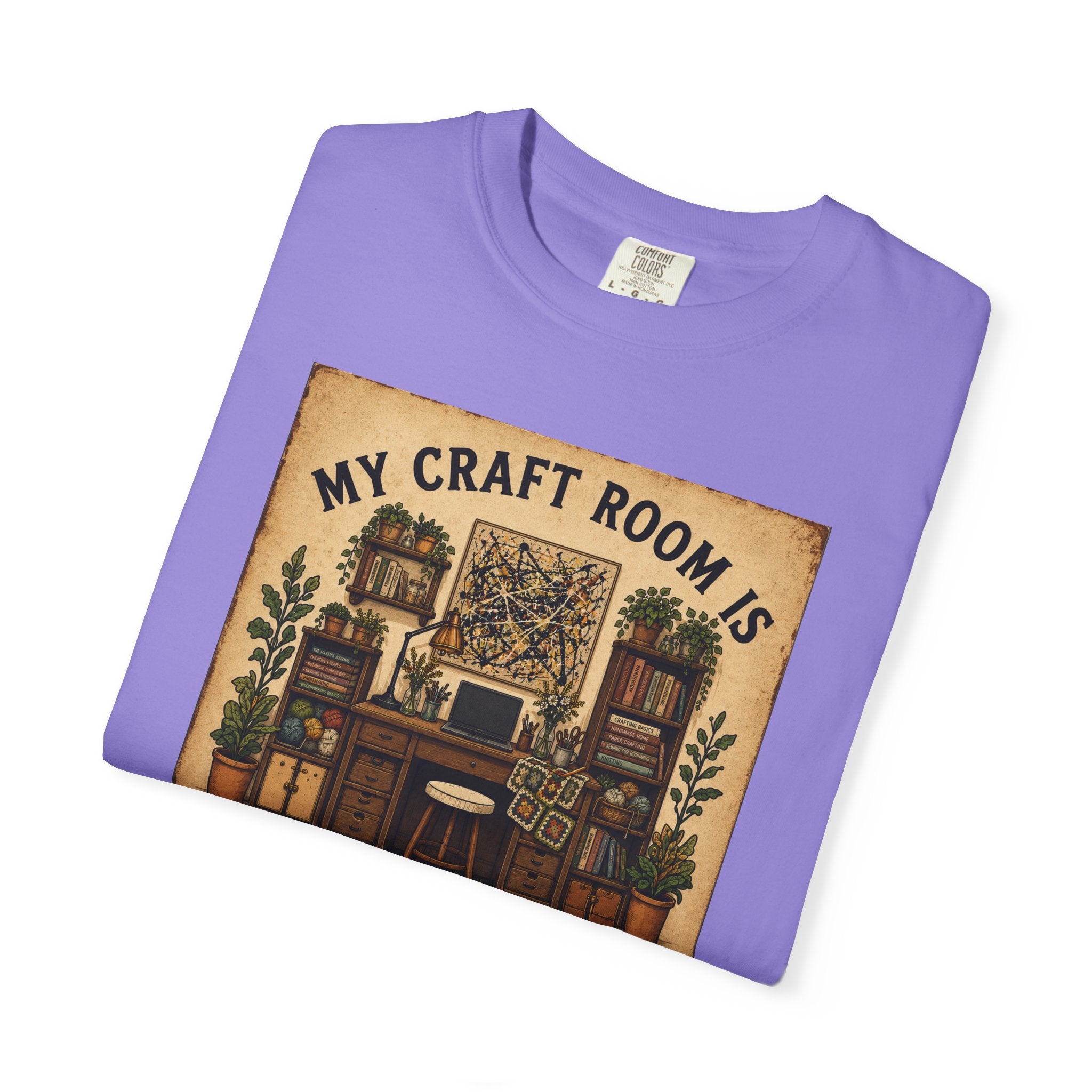 Craft Room T-Shirt — "My Craft Room Is Fully Stocked for Every Personality" Vintage Sewing & DIY Shirt