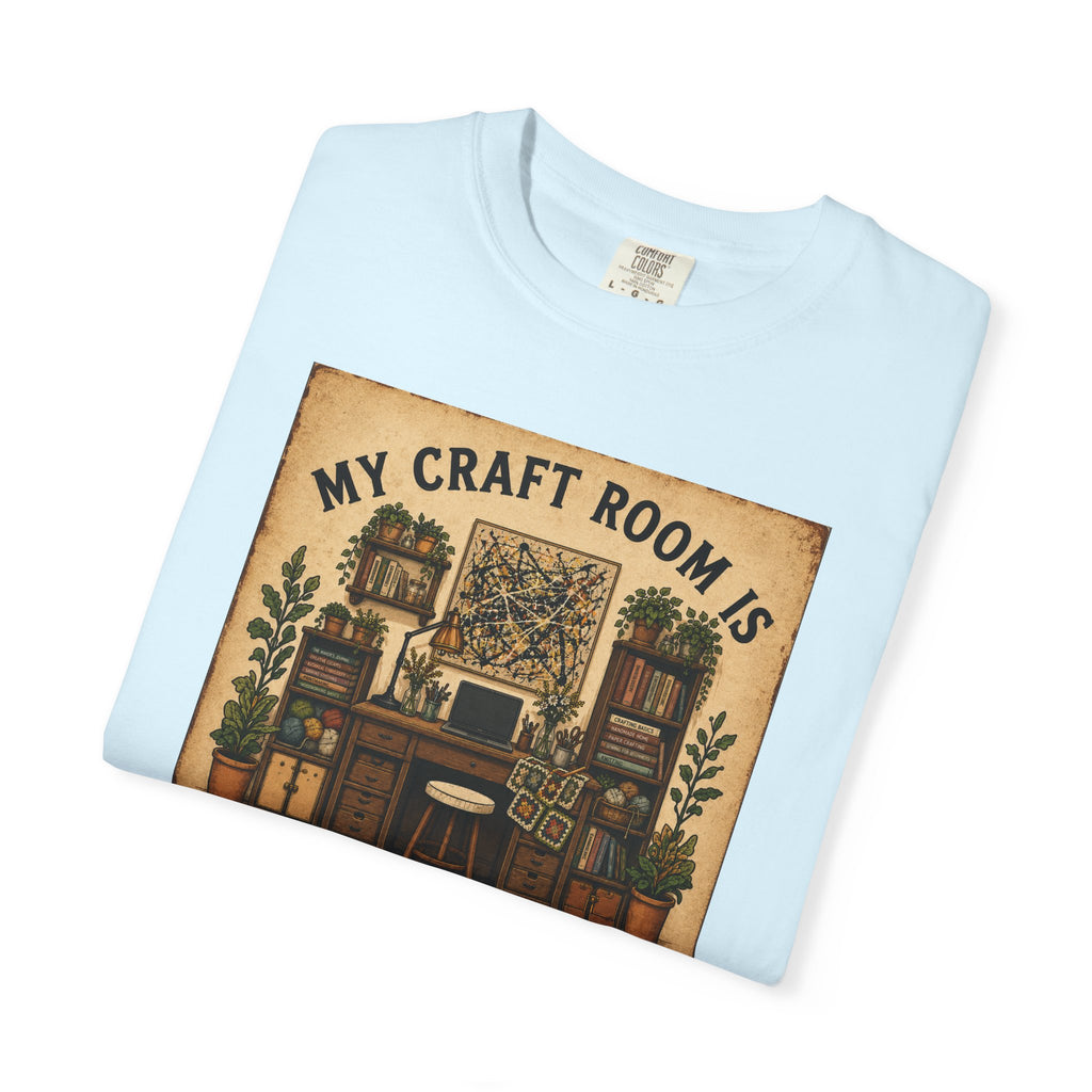 Craft Room T-Shirt — "My Craft Room Is Fully Stocked for Every Personality" Vintage Sewing & DIY Shirt
