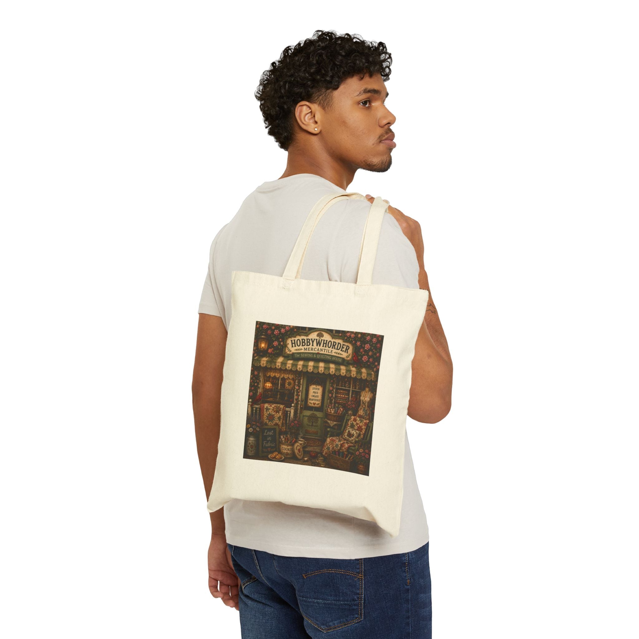 Vintage Bookstore Canvas Tote Bag — Small Retro Book Cover Print