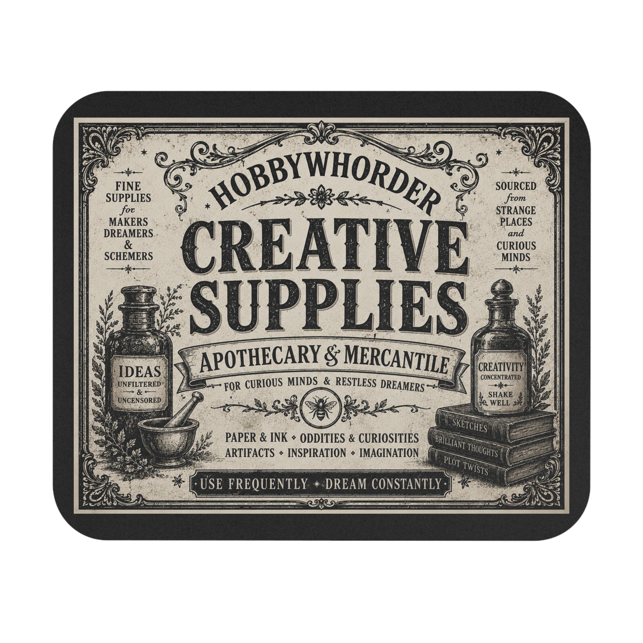 Creative Supplies Mouse Pad — Vintage Apothecary Desk Mat