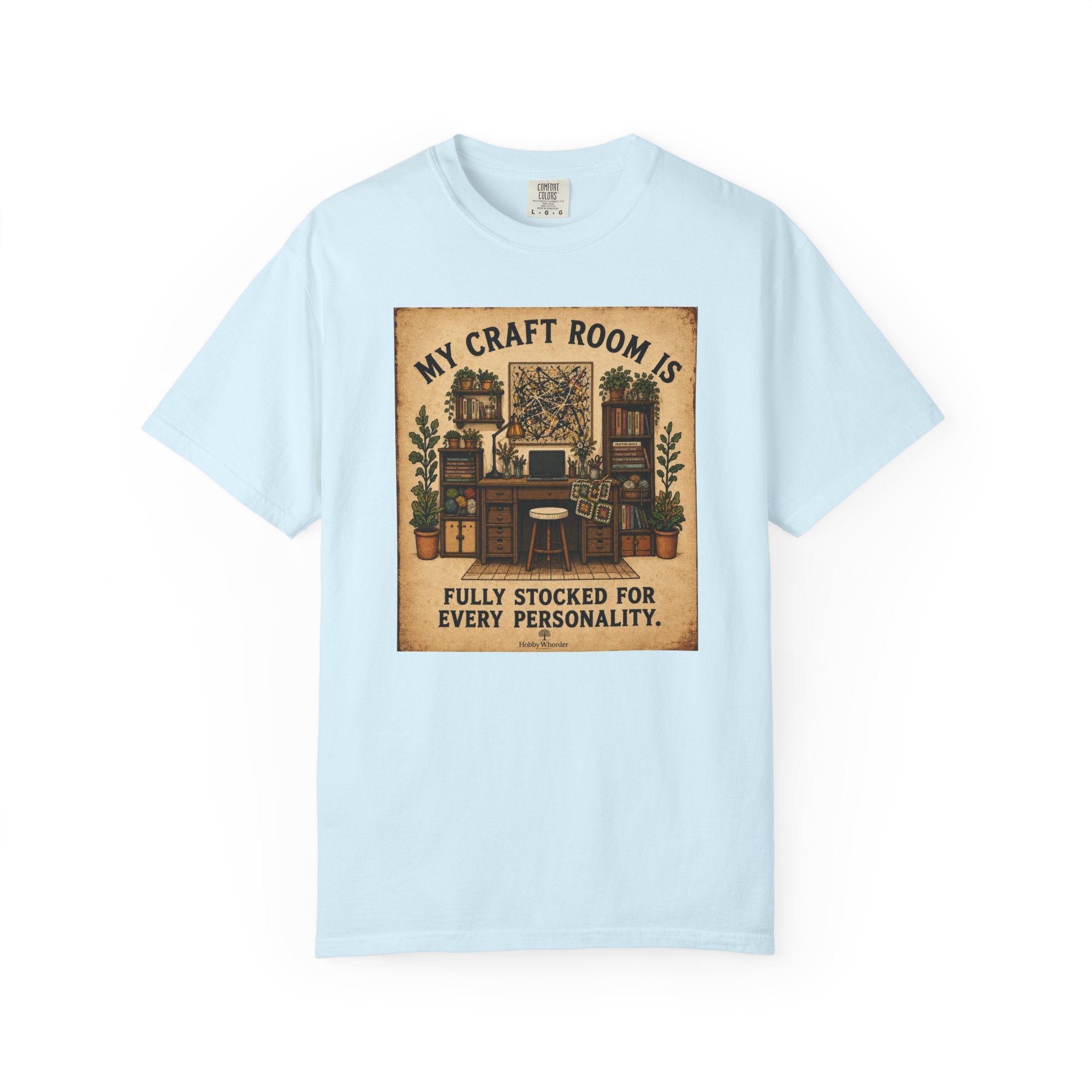 Craft Room T-Shirt — "My Craft Room Is Fully Stocked for Every Personality" Vintage Sewing & DIY Shirt