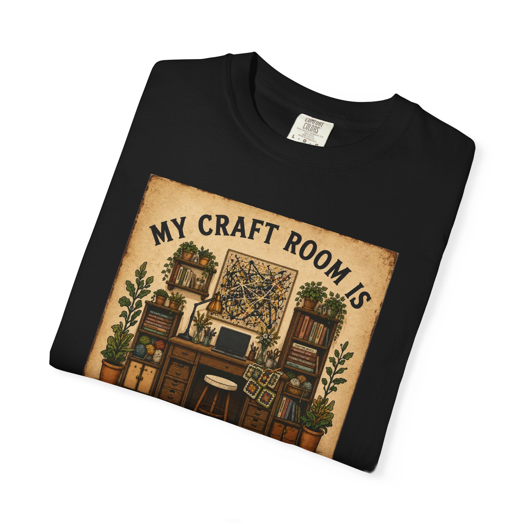 Craft Room T-Shirt — "My Craft Room Is Fully Stocked for Every Personality" Vintage Sewing & DIY Shirt