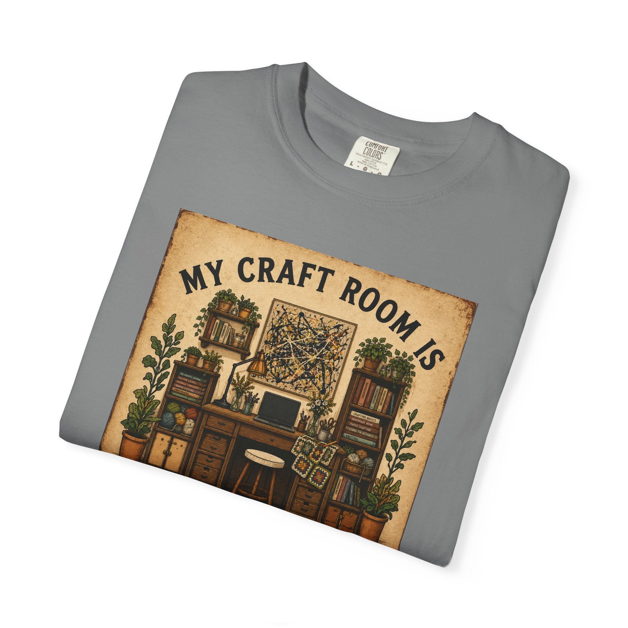 Craft Room T-Shirt — "My Craft Room Is Fully Stocked for Every Personality" Vintage Sewing & DIY Shirt