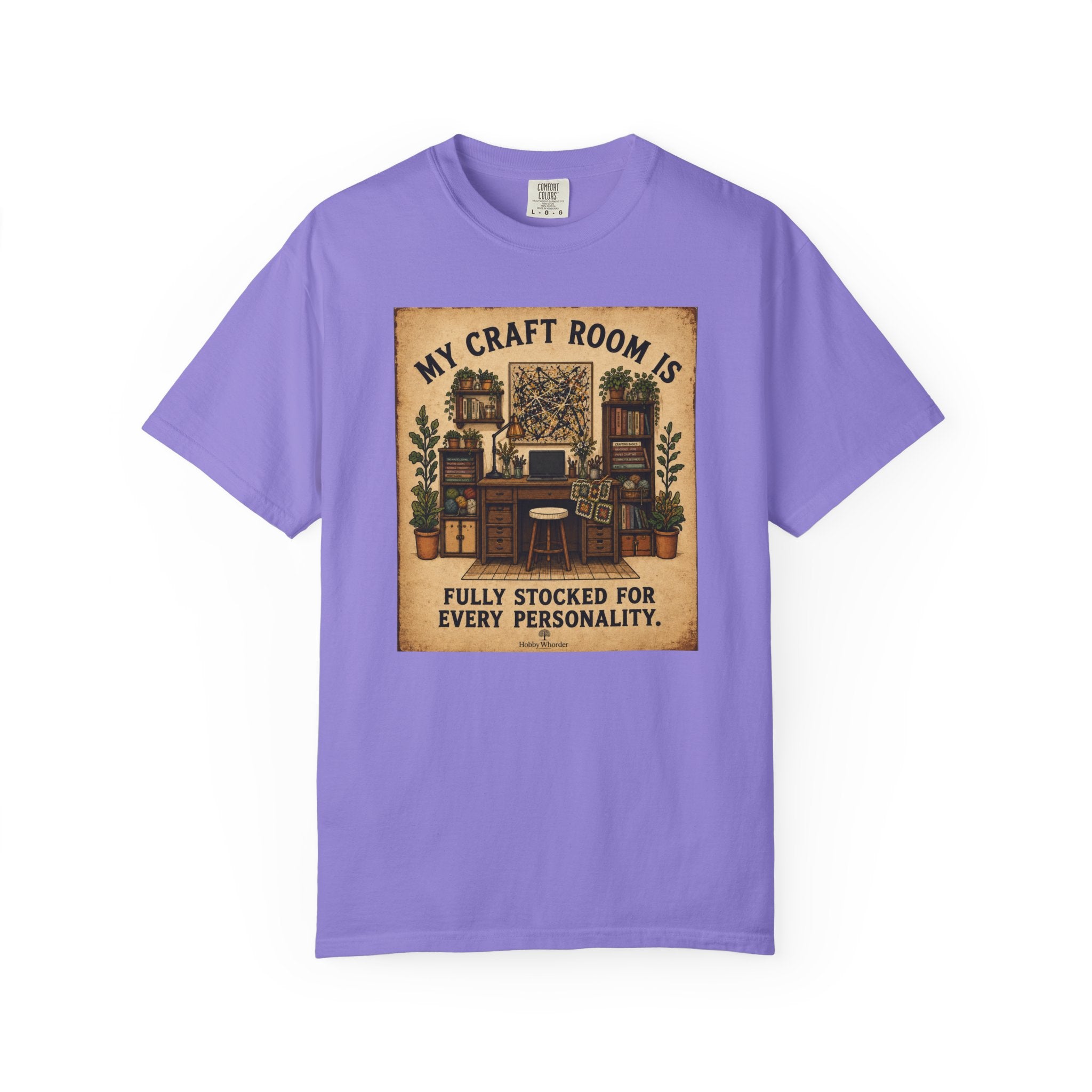 Craft Room T-Shirt — "My Craft Room Is Fully Stocked for Every Personality" Vintage Sewing & DIY Shirt