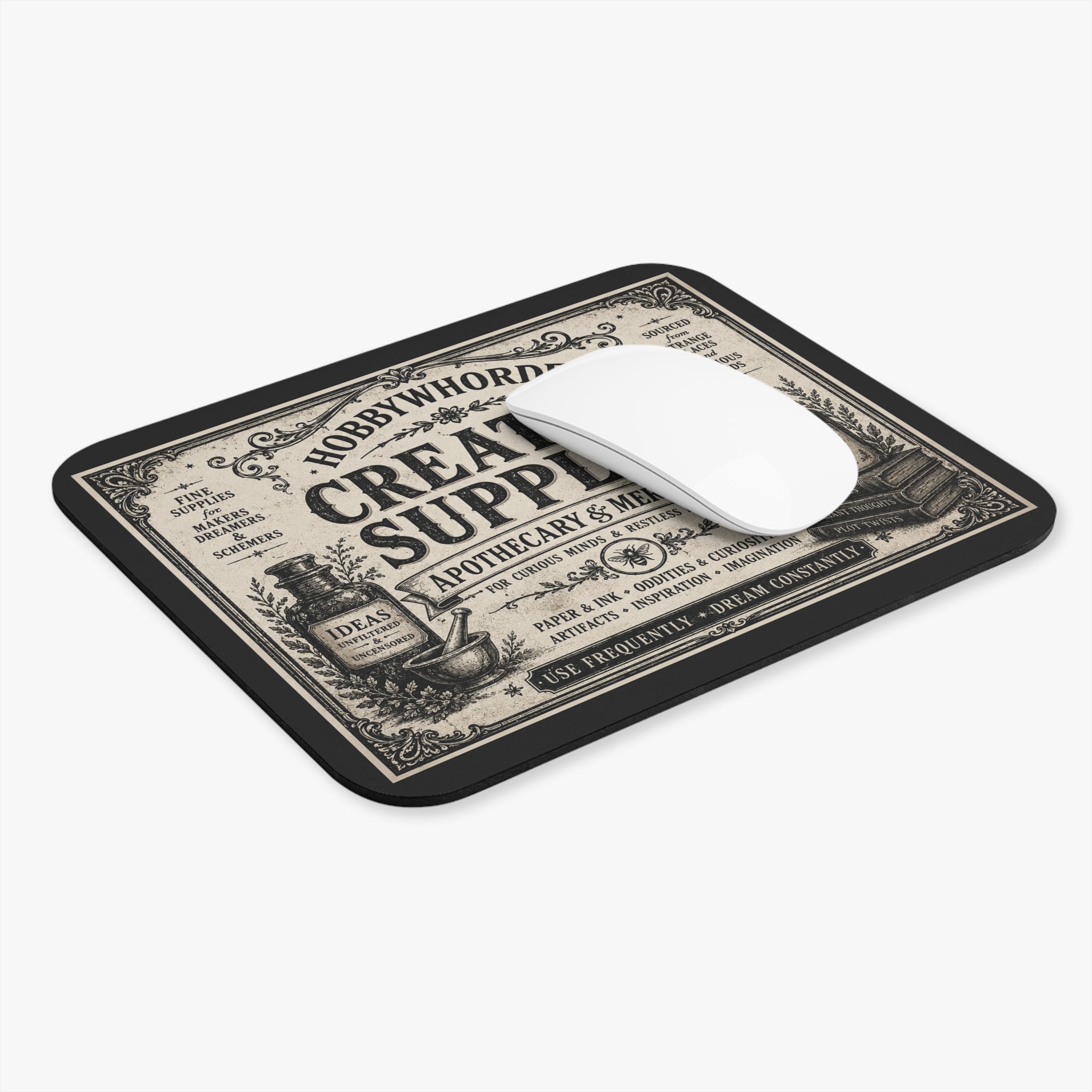 Creative Supplies Mouse Pad — Vintage Apothecary Desk Mat