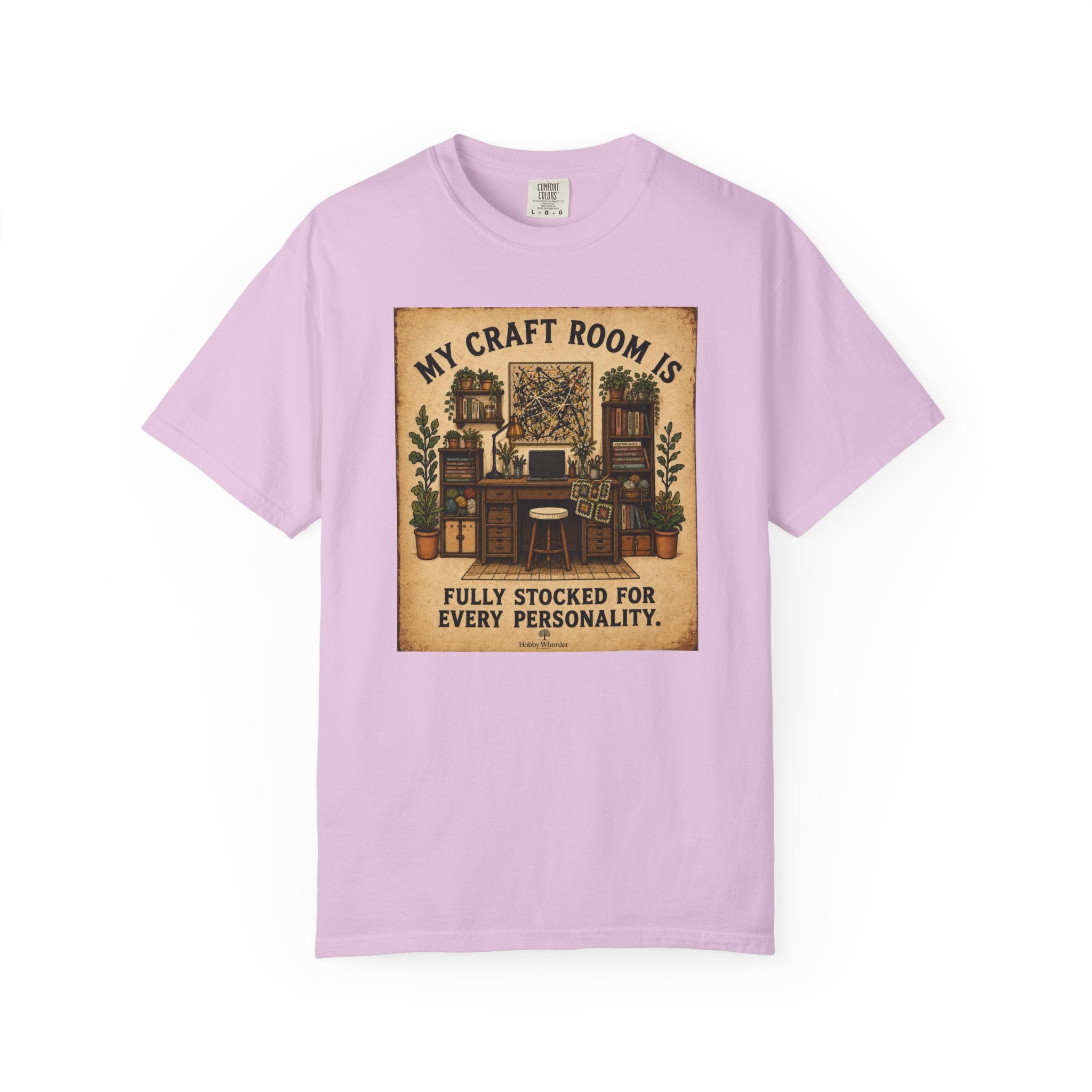 Craft Room T-Shirt — "My Craft Room Is Fully Stocked for Every Personality" Vintage Sewing & DIY Shirt