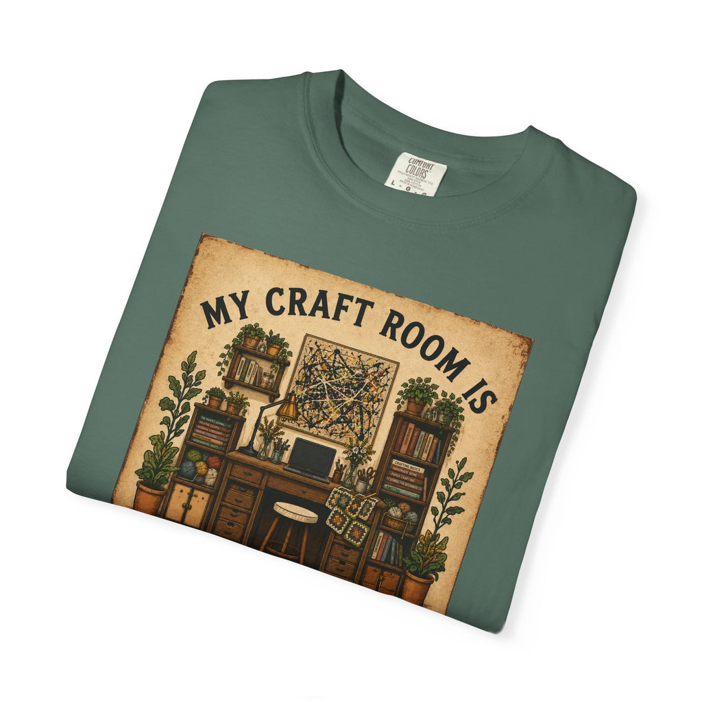 Craft Room T-Shirt — "My Craft Room Is Fully Stocked for Every Personality" Vintage Sewing & DIY Shirt