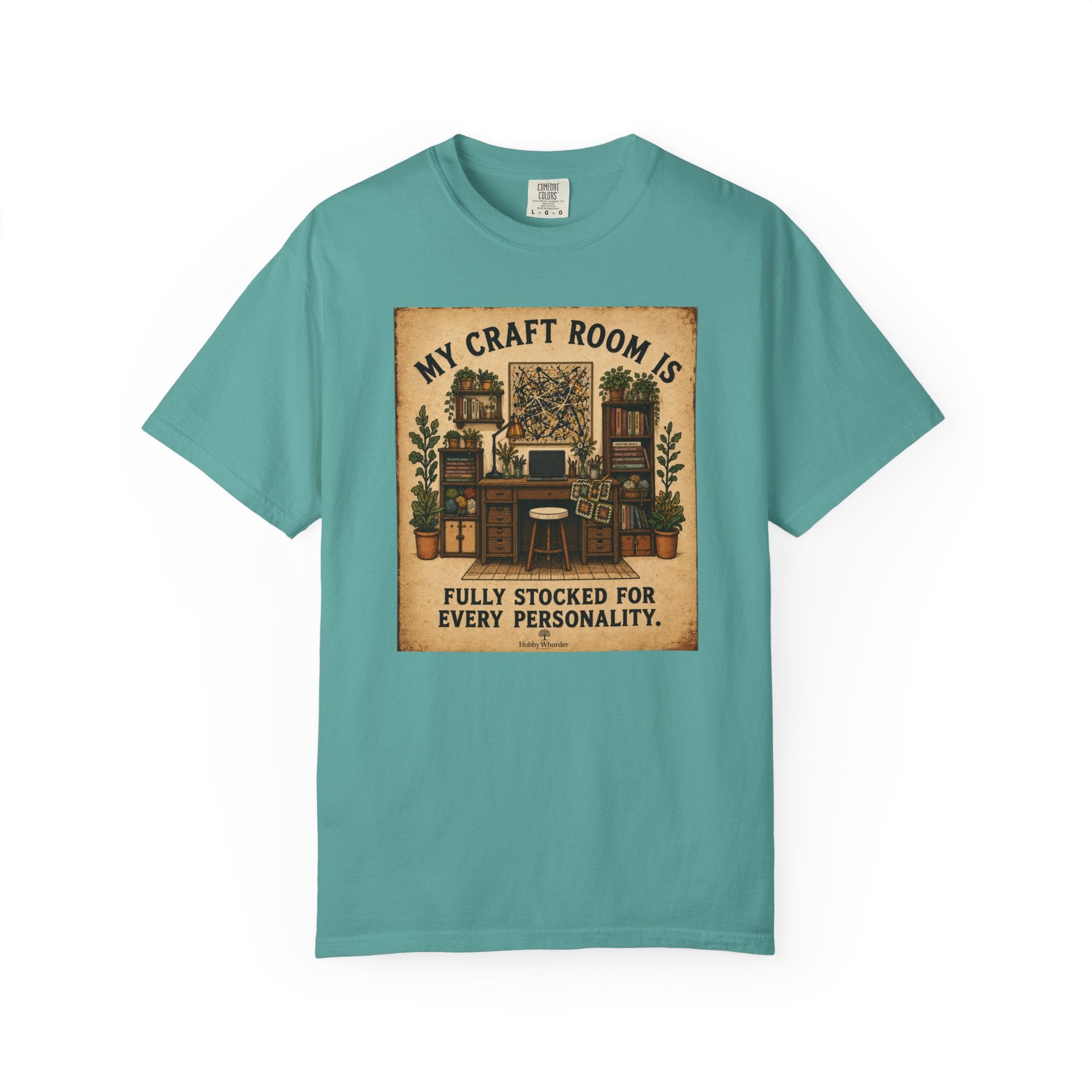 Craft Room T-Shirt — "My Craft Room Is Fully Stocked for Every Personality" Vintage Sewing & DIY Shirt