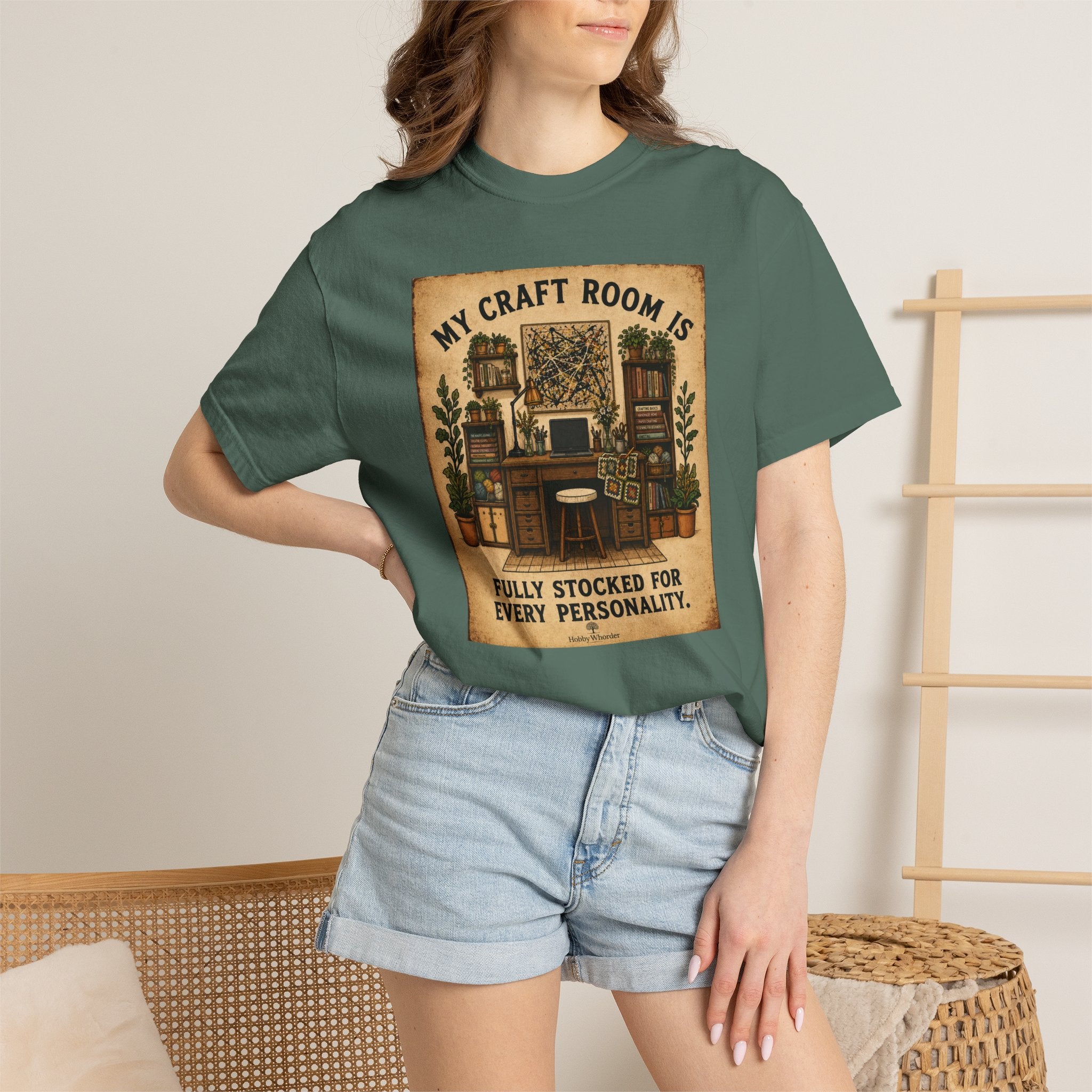 Craft Room T-Shirt — "My Craft Room Is Fully Stocked for Every Personality" Vintage Sewing & DIY Shirt