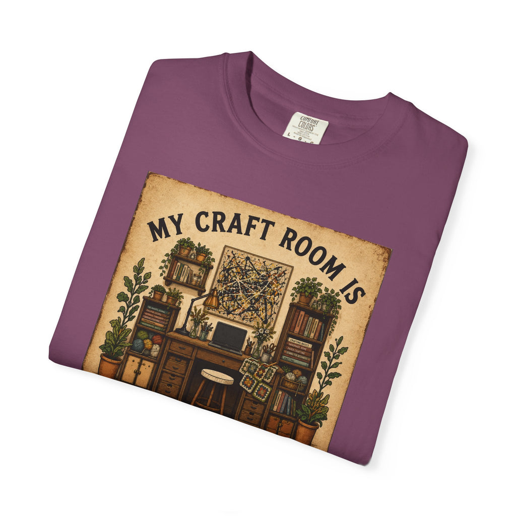 Craft Room T-Shirt — "My Craft Room Is Fully Stocked for Every Personality" Vintage Sewing & DIY Shirt