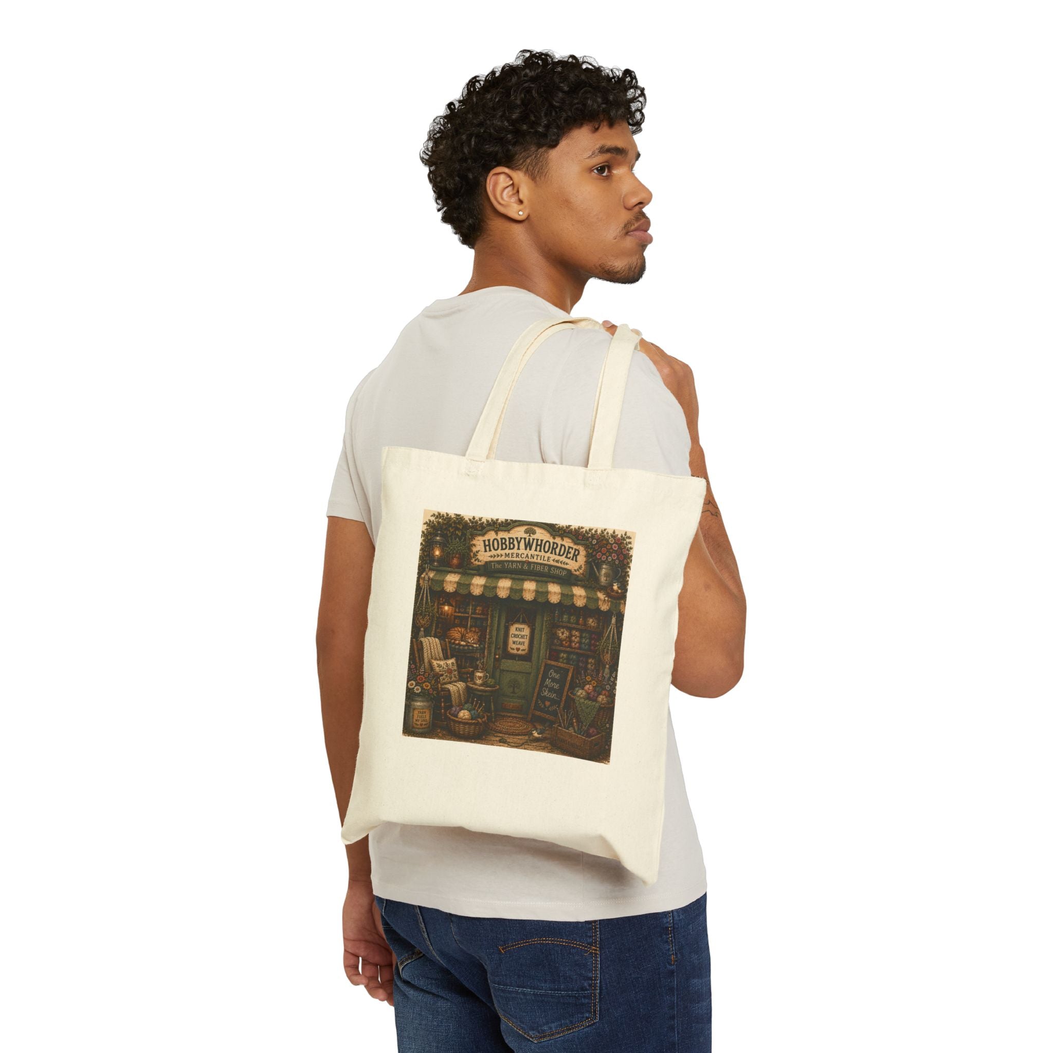 HobbyWhorder store front-The Yarn and Fiber Shop tote bag