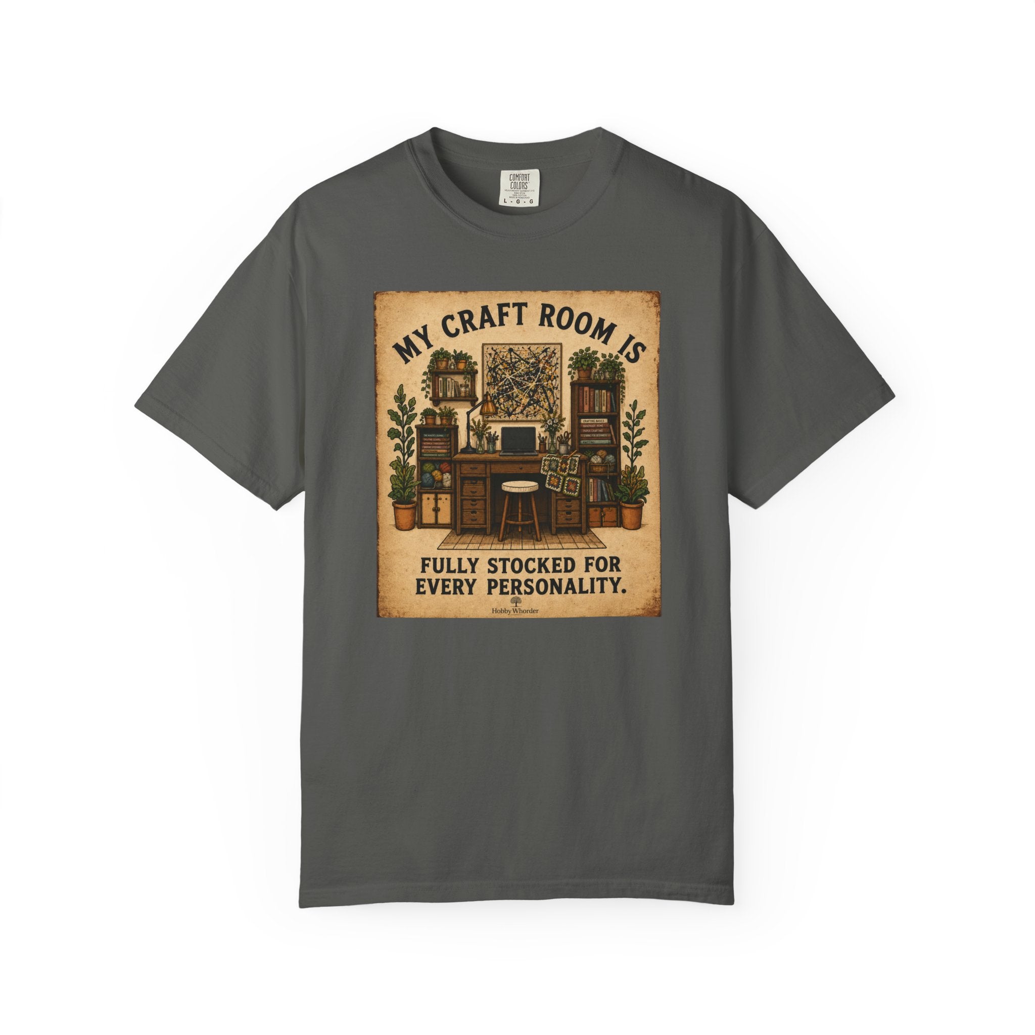Craft Room T-Shirt — "My Craft Room Is Fully Stocked for Every Personality" Vintage Sewing & DIY Shirt