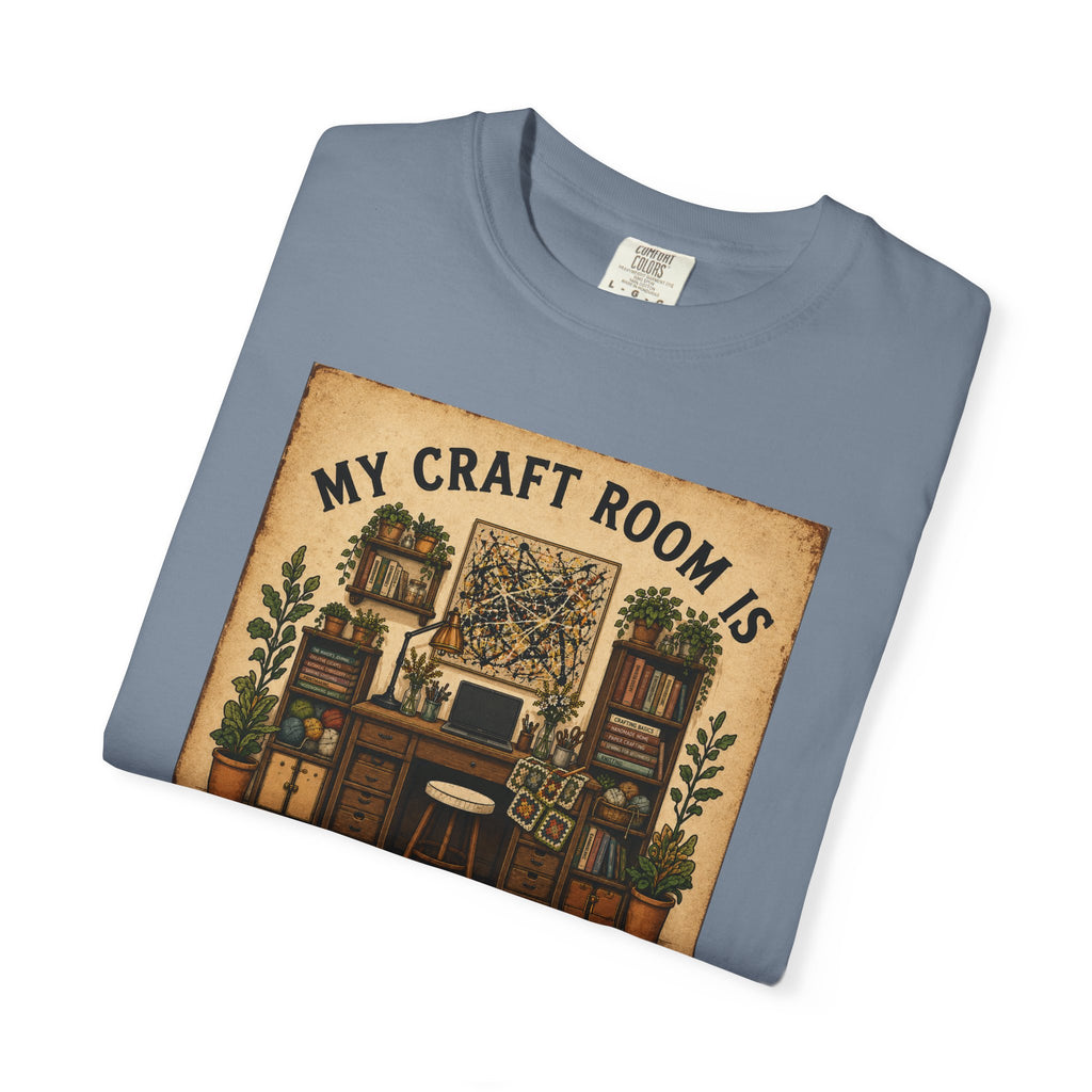 Craft Room T-Shirt — "My Craft Room Is Fully Stocked for Every Personality" Vintage Sewing & DIY Shirt