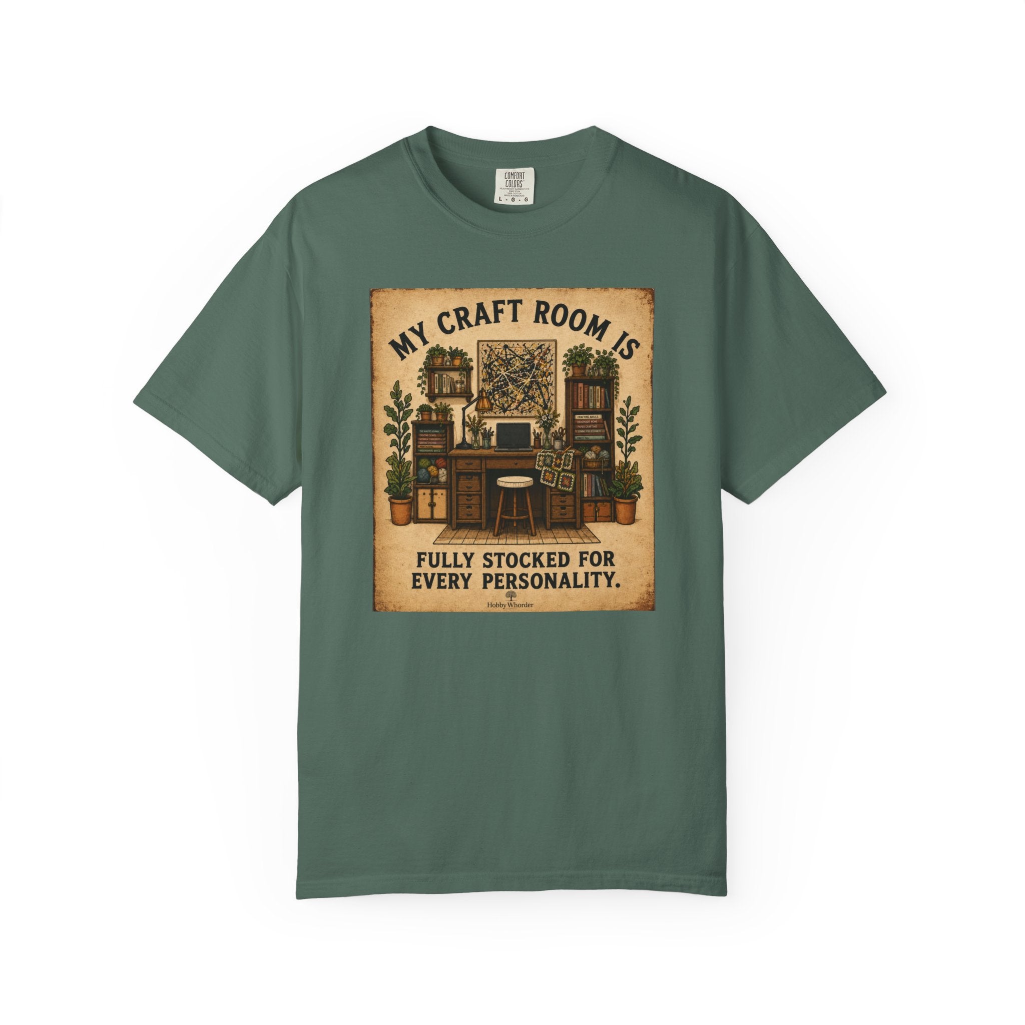 Craft Room T-Shirt — "My Craft Room Is Fully Stocked for Every Personality" Vintage Sewing & DIY Shirt
