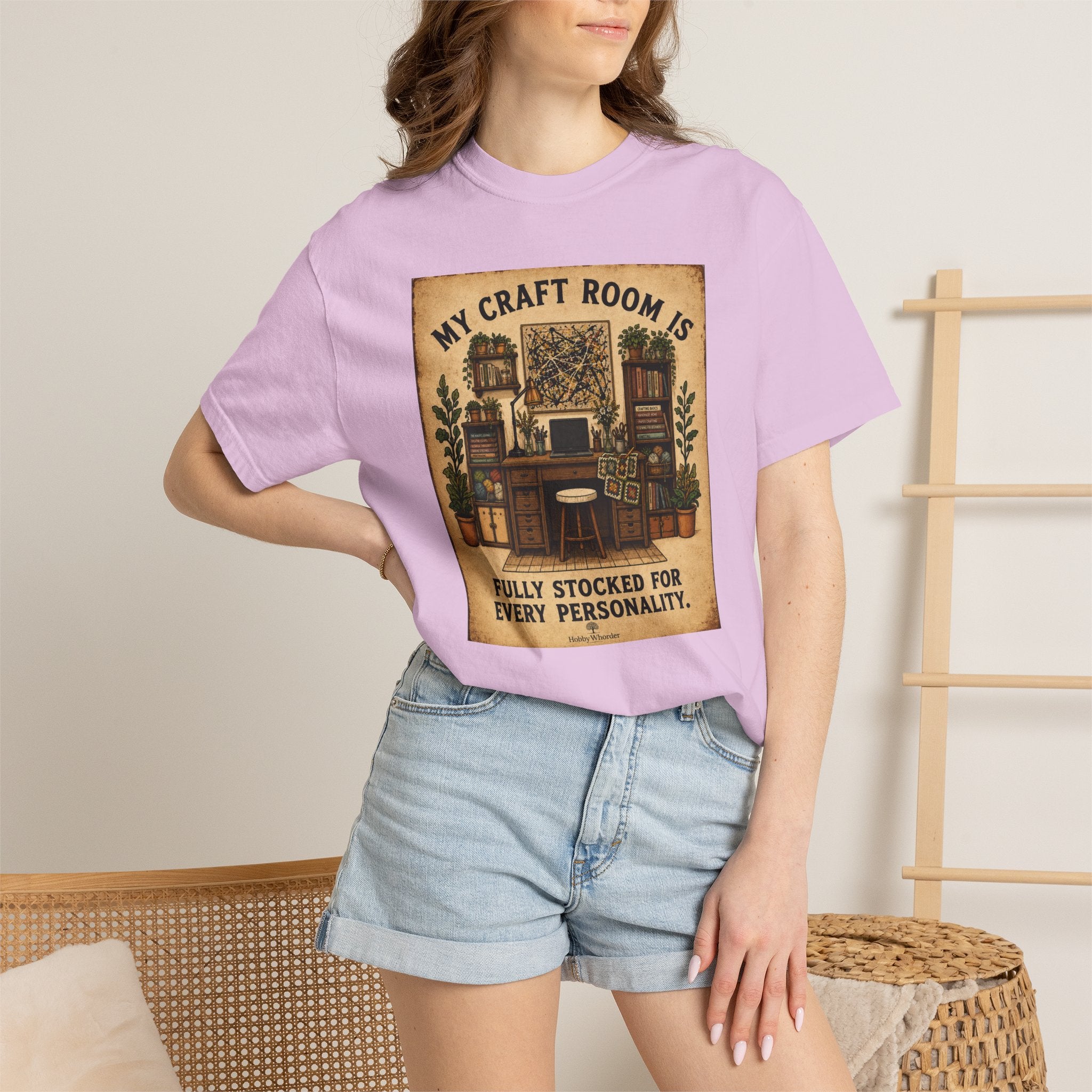 Craft Room T-Shirt — "My Craft Room Is Fully Stocked for Every Personality" Vintage Sewing & DIY Shirt