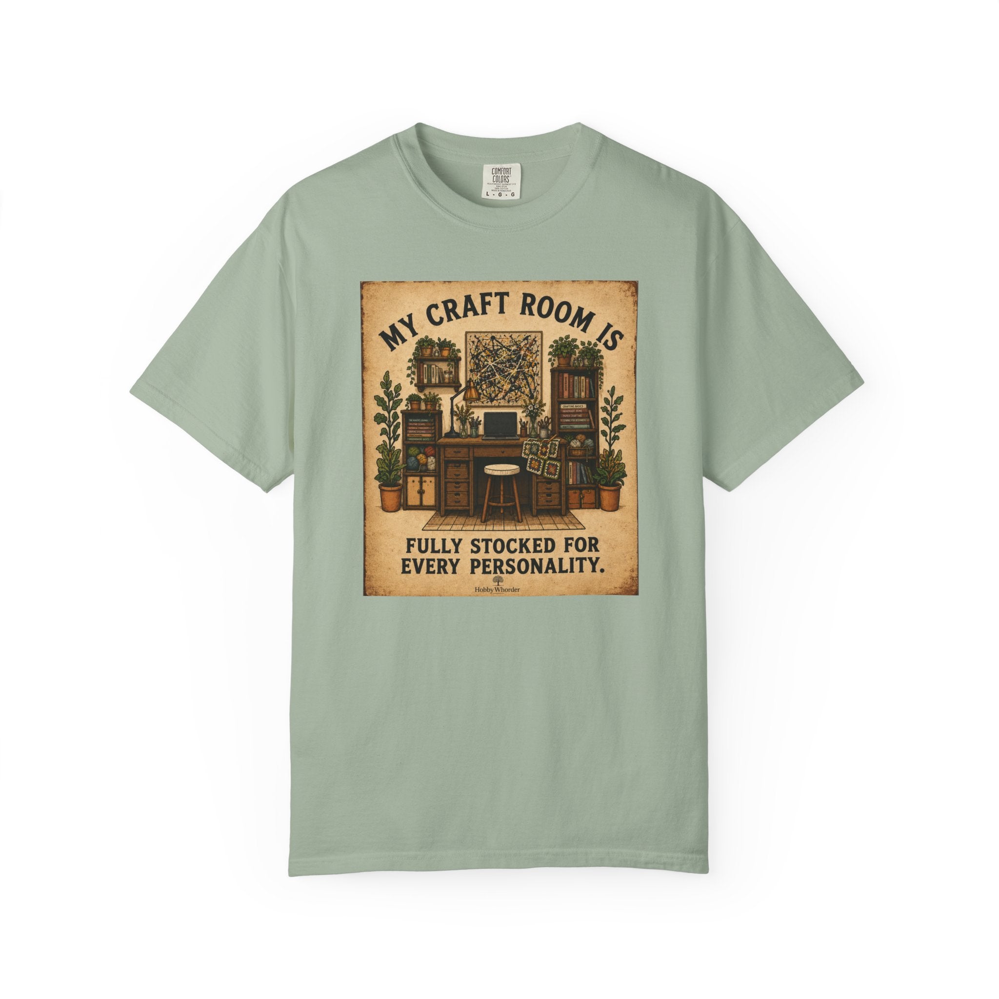 Craft Room T-Shirt — "My Craft Room Is Fully Stocked for Every Personality" Vintage Sewing & DIY Shirt