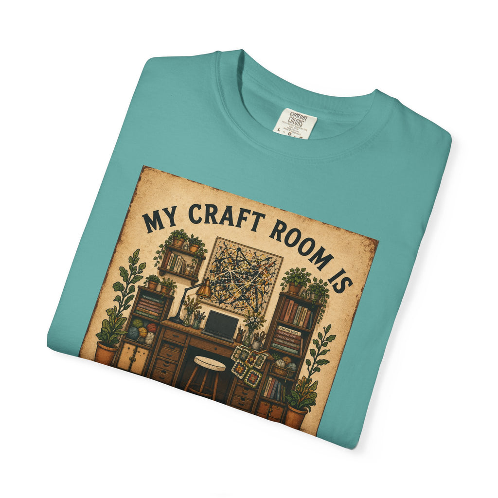 Craft Room T-Shirt — "My Craft Room Is Fully Stocked for Every Personality" Vintage Sewing & DIY Shirt