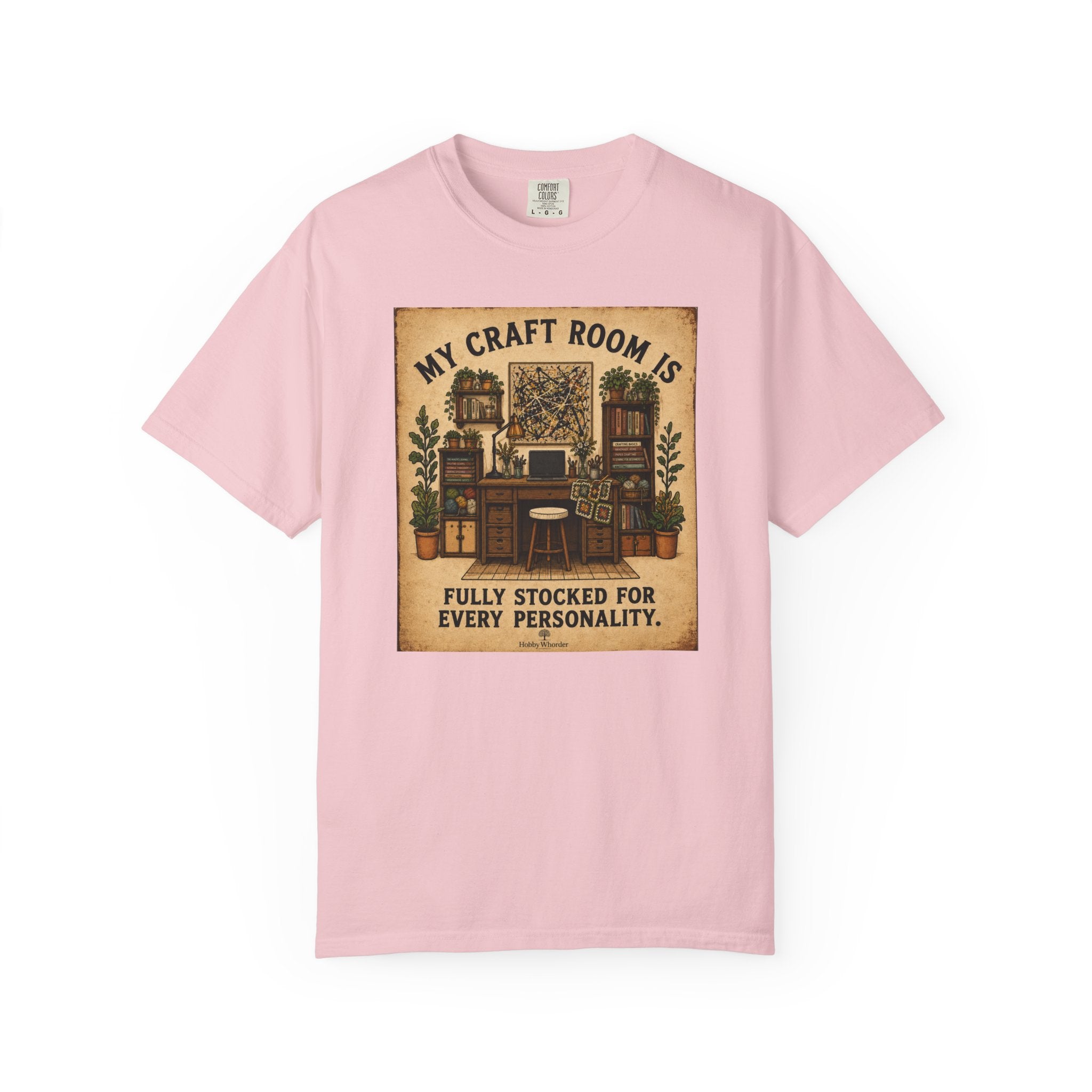 Craft Room T-Shirt — "My Craft Room Is Fully Stocked for Every Personality" Vintage Sewing & DIY Shirt