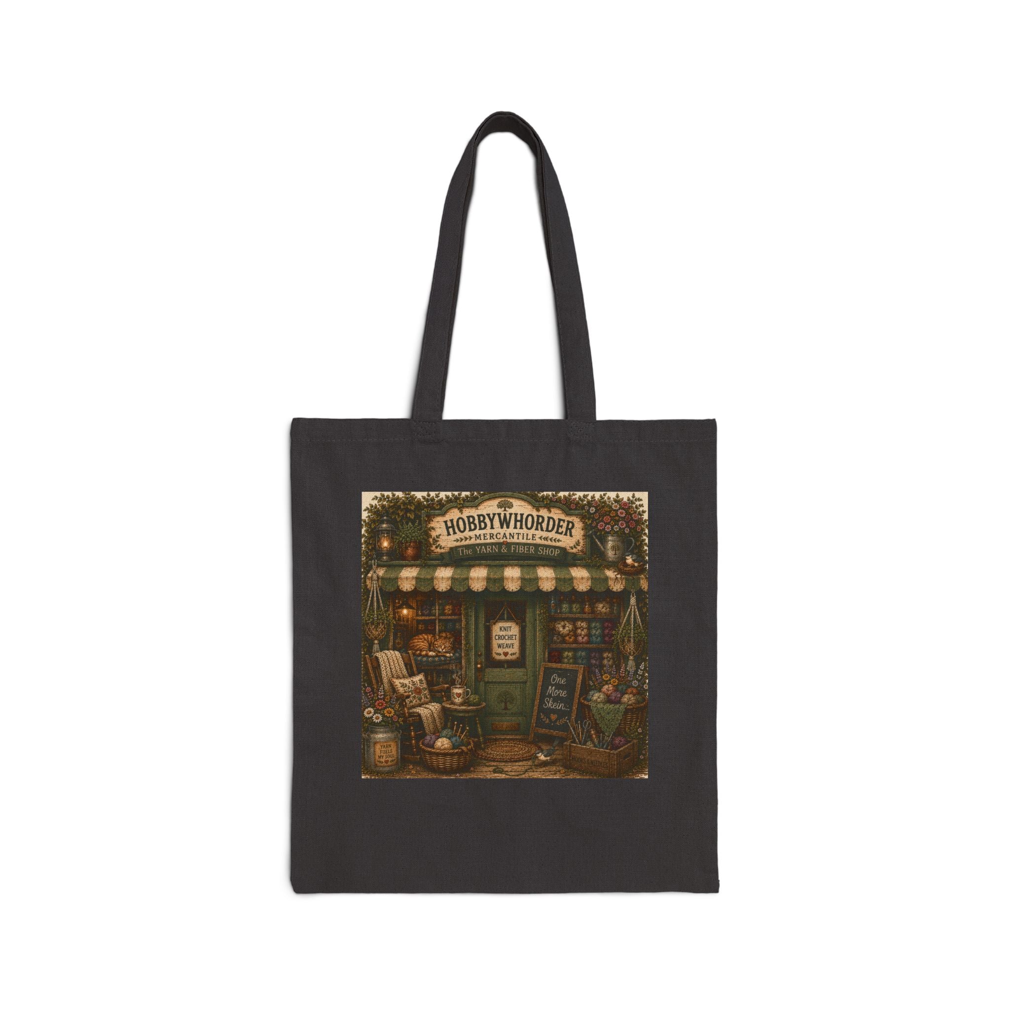 HobbyWhorder store front-The Yarn and Fiber Shop tote bag