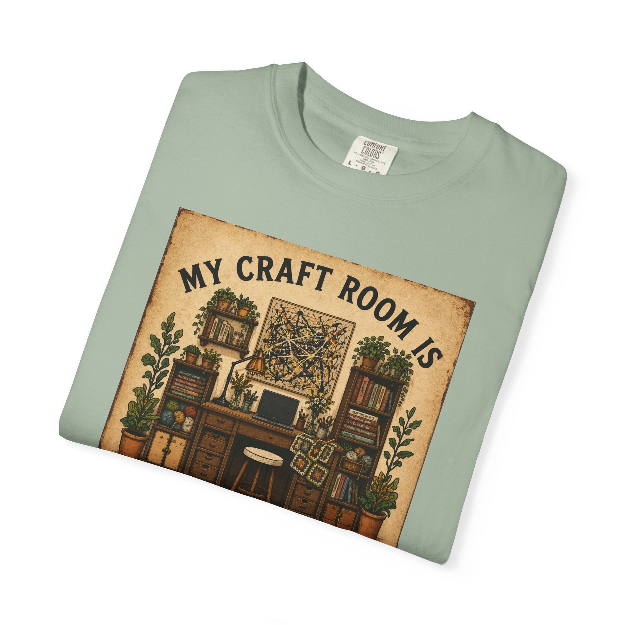 Craft Room T-Shirt — "My Craft Room Is Fully Stocked for Every Personality" Vintage Sewing & DIY Shirt