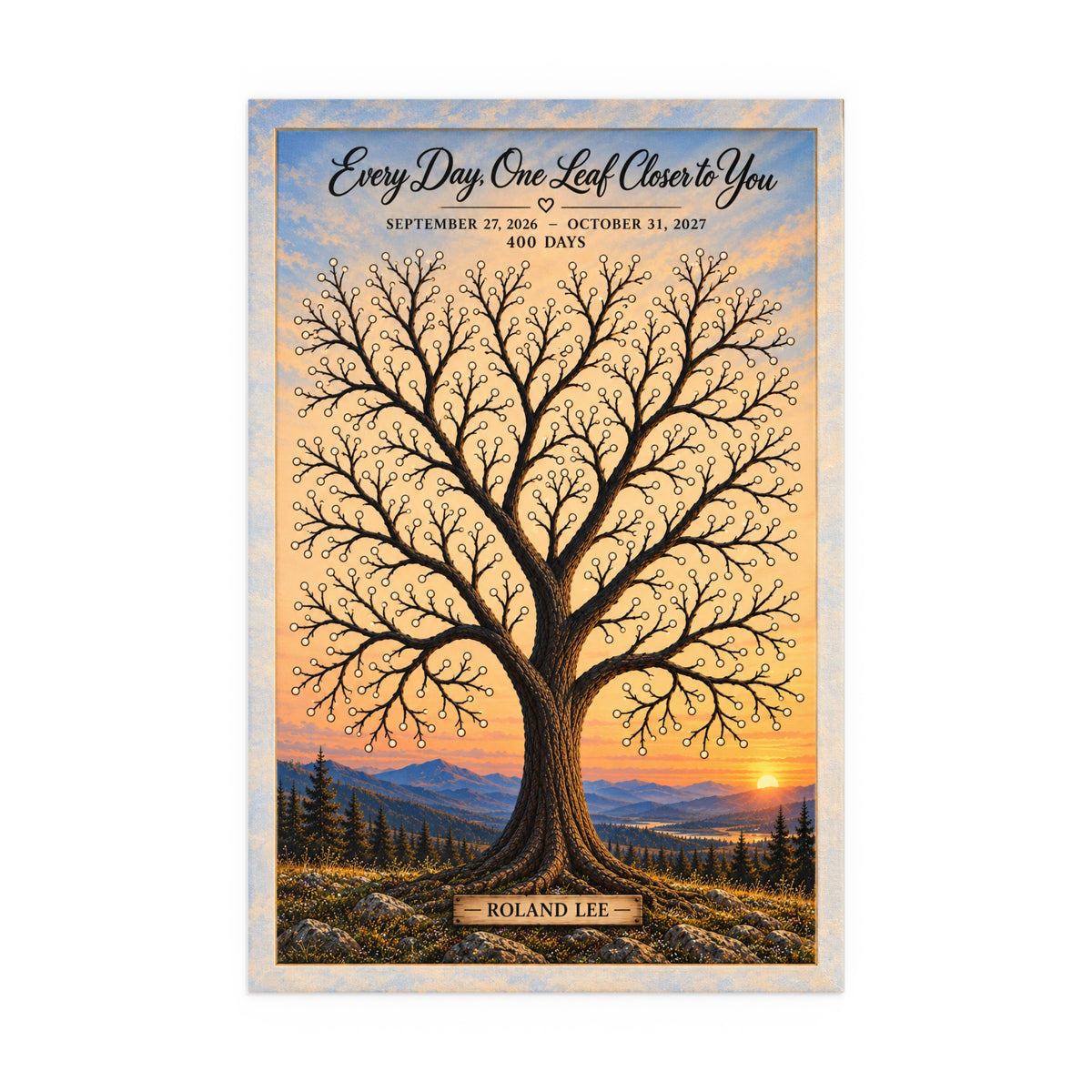Silk Wall Poster — Family Tree Sunset Memorial Print