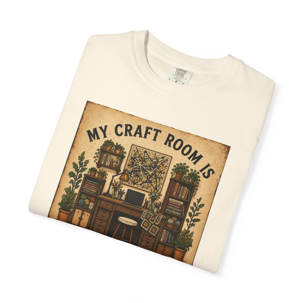 Craft Room T-Shirt — "My Craft Room Is Fully Stocked for Every Personality" Vintage Sewing & DIY Shirt