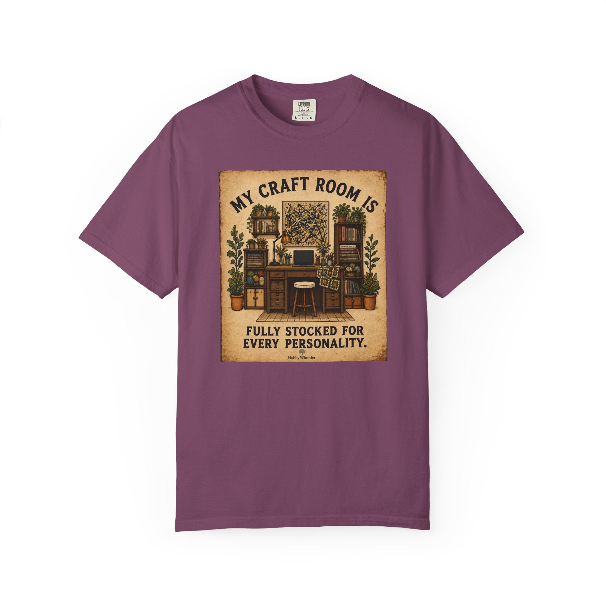 Craft Room T-Shirt — "My Craft Room Is Fully Stocked for Every Personality" Vintage Sewing & DIY Shirt