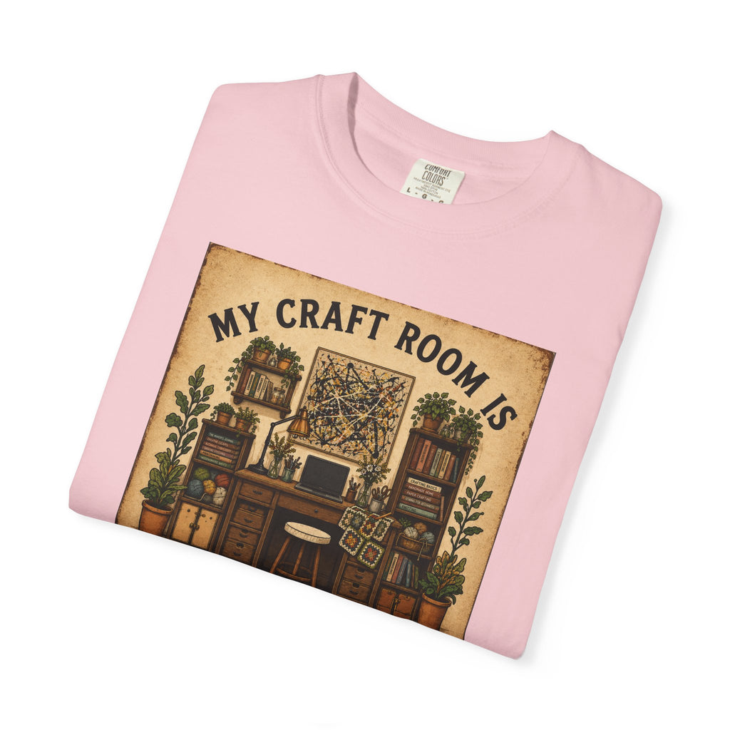 Craft Room T-Shirt — "My Craft Room Is Fully Stocked for Every Personality" Vintage Sewing & DIY Shirt