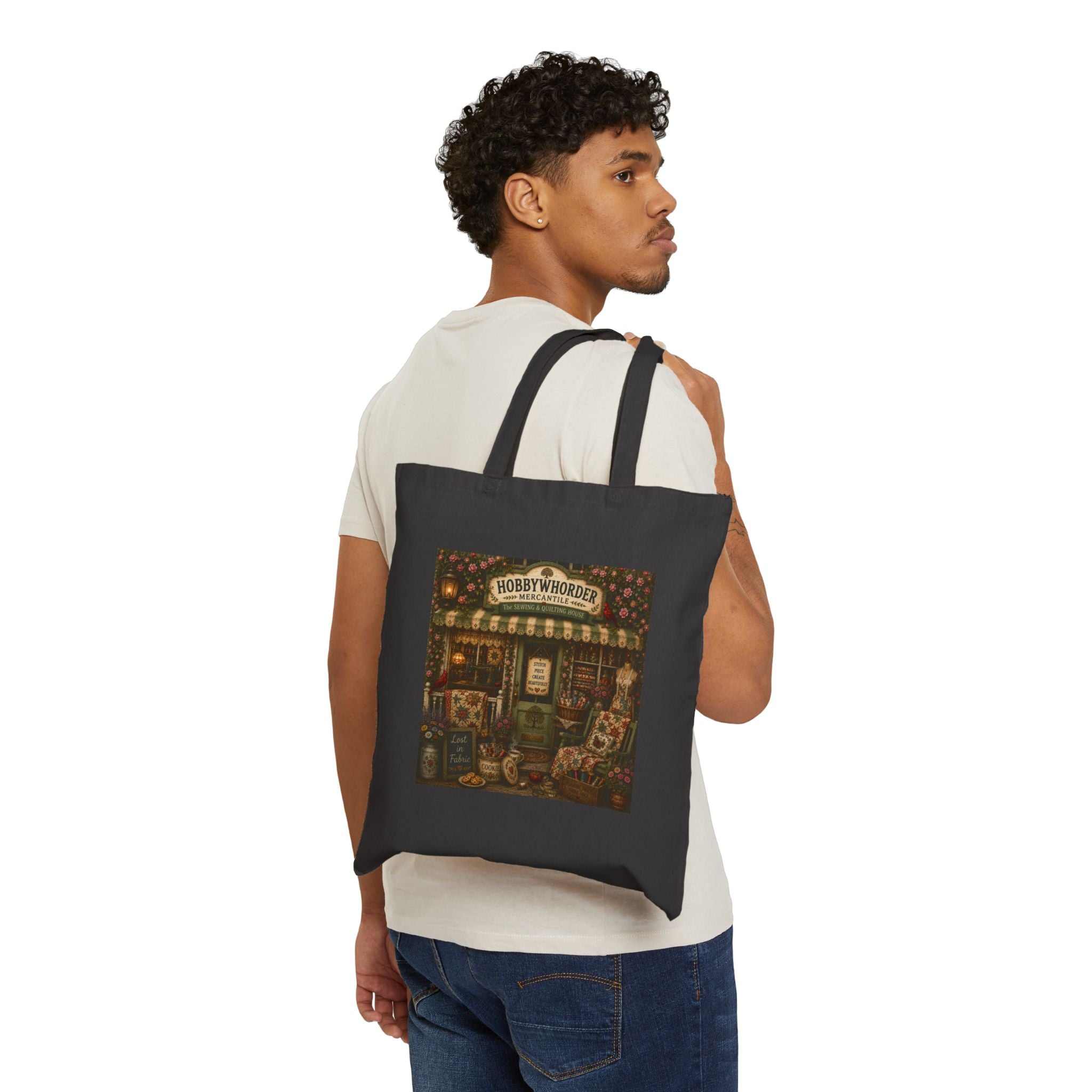 Vintage Bookstore Canvas Tote Bag — Small Retro Book Cover Print
